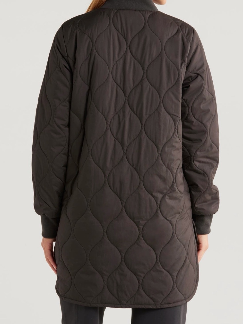 Zella Quilted Long Jacket - Black - Picture 4 of 4